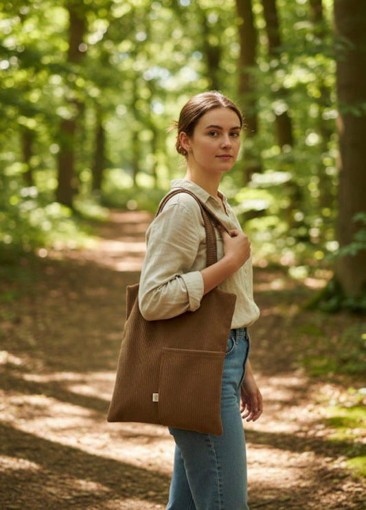 Cord-Tasche Flieder Groß