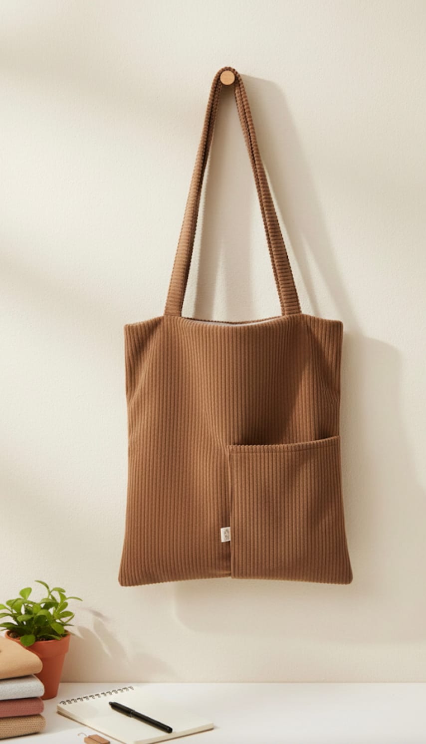 Cord-Tasche Flieder Groß