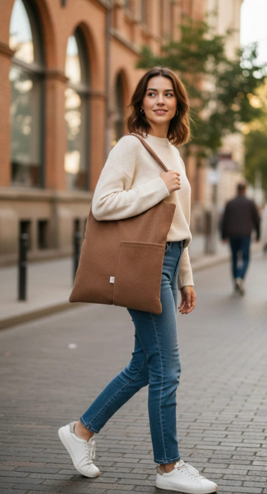 Cord-Tasche Flieder Groß